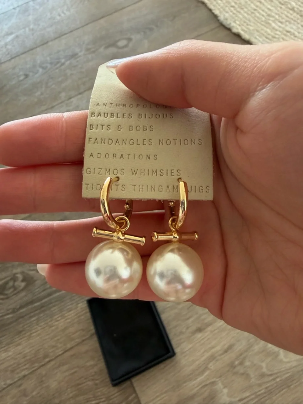 Anthropologie Pearl Drop Earrings 14k Gold Plated - Picture 4 of 4